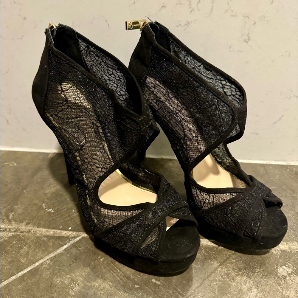 Jessica Simpson black mesh heels size 7